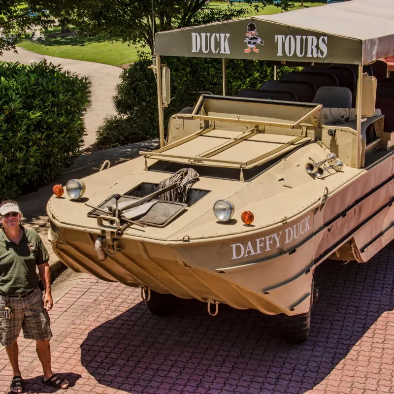 duck boat on land