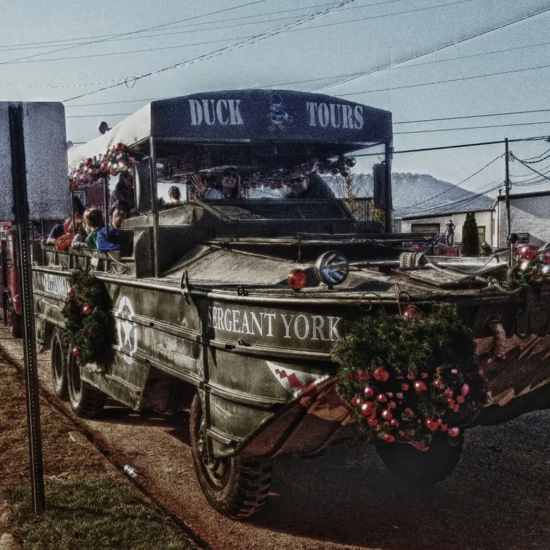 duck boat on land