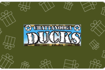 Green card with 'Chattanooga Ducks' logo and gift box icons in the background.